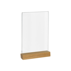 D8311535 Akrylficka A5 stående med träfot