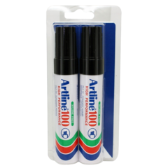 EK100C2BLACK Artline 100 Marker Pens - Set of 2