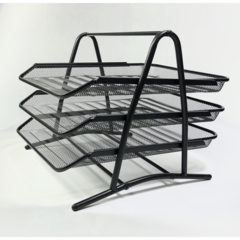 730210 Brevkorg Mesh Svart 3-Fack A4