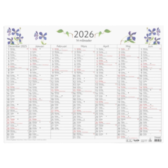 D5076 Väggkalender Burde 5076 Väggblad 14-Månaders 2026 490x360mm