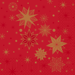 119211547 Servett Duni Stargazing Röd 3-lag 33x33cm