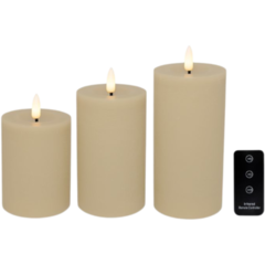 424300 Blockljus LED 3-p Sand