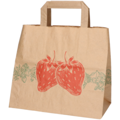 187301 Papperskasse Brun 240x120x210mm Jordgubbsmotiv