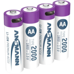1312-0036 Uppladdningsbara AA-Batterier Ansmann  Li-Ion USB-C 4-pack