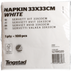 12791020 Servett 1-lag Vit 33x33cm