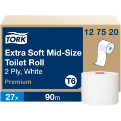 157127520 Toalettpapper Tork Premium Mid-size T6 Vit 2-lag 90m