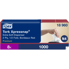 15718960 Dispenserservett Tork Xpressnap N4 Extra Mjuk Vinröd 2-lags