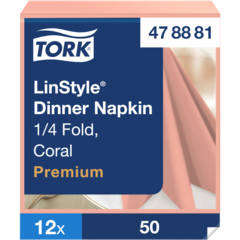 157478881 Servett Tork LinStyle Korall 39x39cm 1/4-vikt