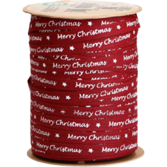 822310260100 Cotton Ribbon Merry Xmas Red 10 mm x 100 m