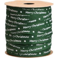 8223105920100 Cotton Ribbon Merry Xmas Green 10 mm x 100 m
