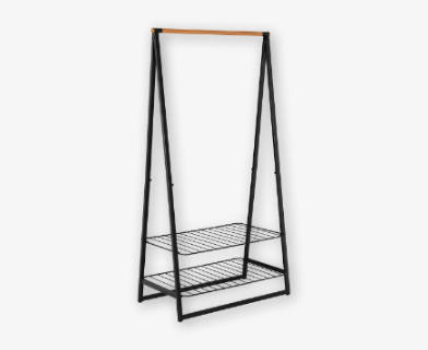 Inredning i svart metall för att hänga upp kläder