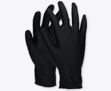 Svarta engångshandskar av nitril