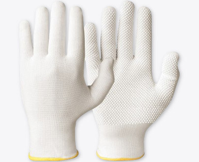 Vita bomullshandskar med noppor