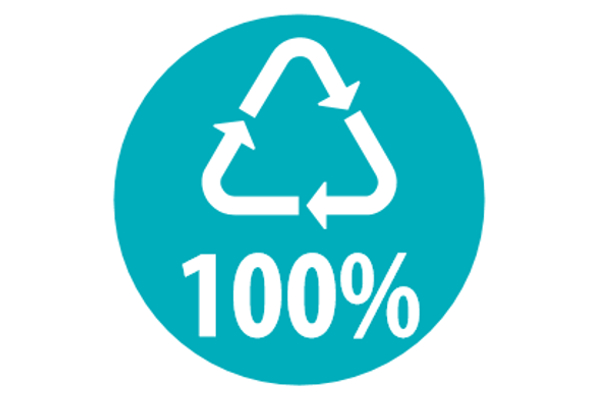 Minst % återvunnet material