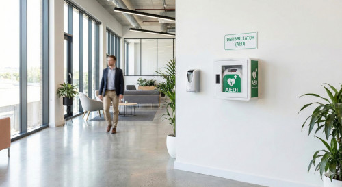 Kontorsmiljö och hjärtstartare