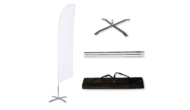 Beachflagga med fot och väska -perfekt för mässan