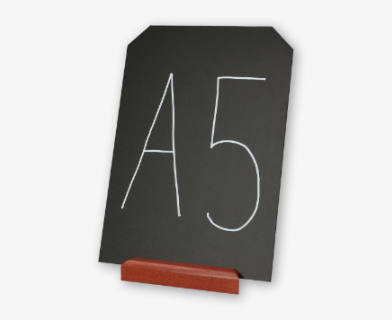 Griffeltavla med träfot i storlek A5 – menytavla för café