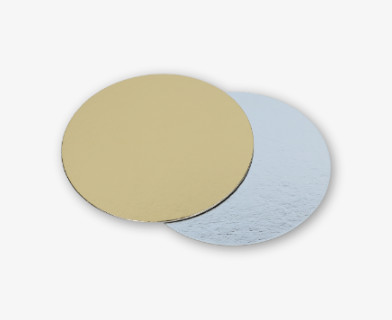 Gull- og sølvfarget kakebrett