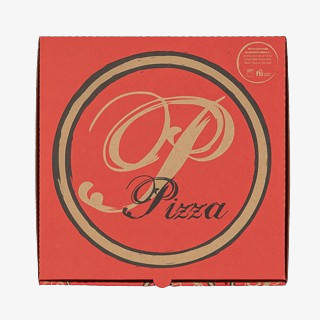 Röd pizzakartong i wellpapp