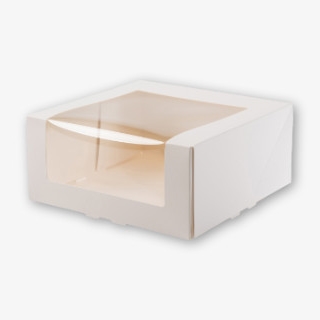 Vit bakelseform med fönster