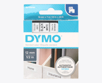 Märkband från Dymo. Black and white. Standard Label