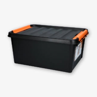 Svart förvaringslåda med lock