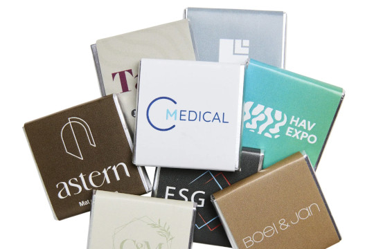 Profiltryckta chokladrutor – perfekt som reklamgodis eller giveaways.