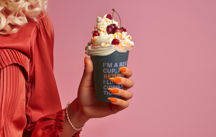 Återanvändbara matlådor och muggar för take away