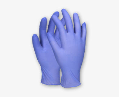 Blå nitrilhandskar