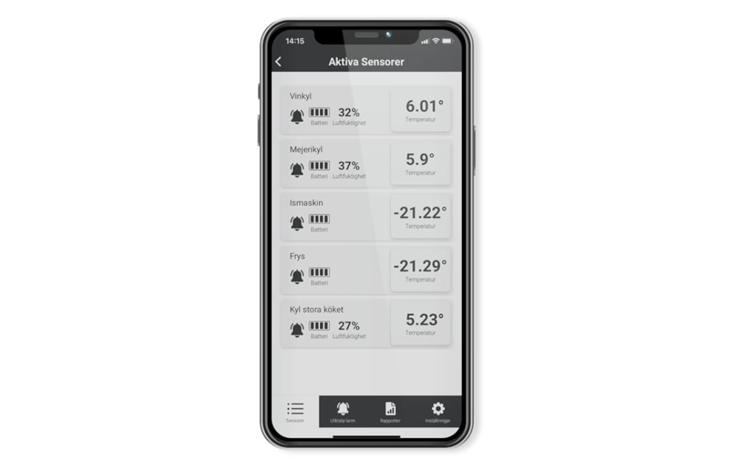 Temperaturkontroll för kyl och frys i app
