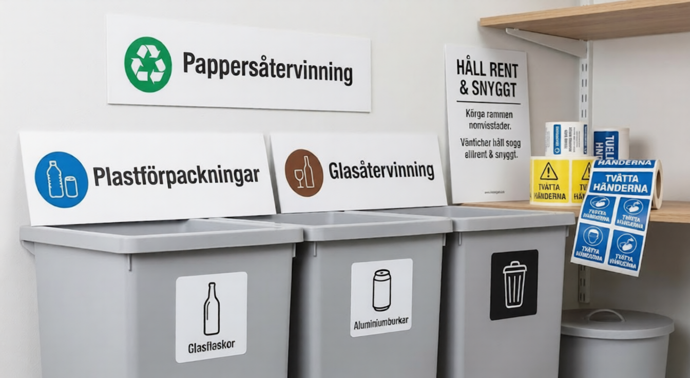 Skyltar för källsortering