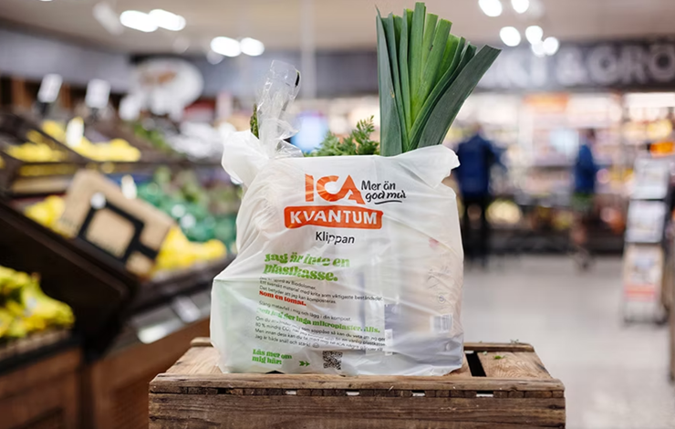 Bärkasse med tryck tillverkad av Biodolomer®