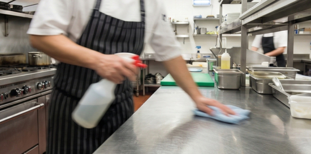 Rengöring av arbetsytor i storkök Rengöring av arbetsytor i storkök